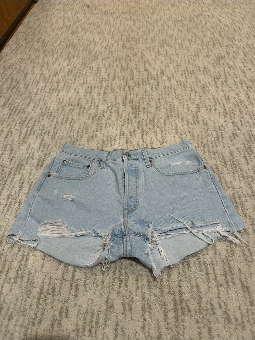 Levi's Light Blue Distressed Cutoff Denim Shorts